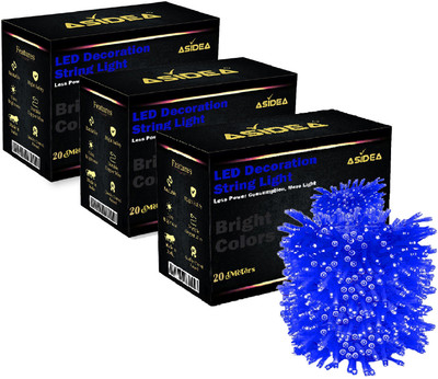 ASIDEA 58 LEDs 20 m Blue Steady Bulb Rice Lights(Pack of 3)