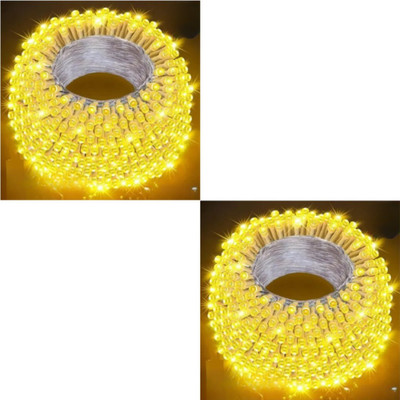 Zebrilla 40 LEDs 15 m Yellow Steady, Flickering String Rice Lights(Pack of 2)