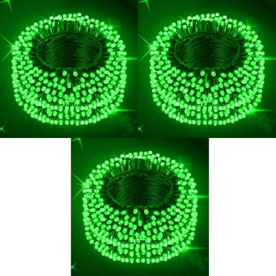 Zebrilla 40 LEDs 15 m Green Steady String Rice Lights(Pack of 3)