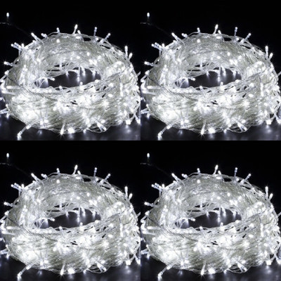 Zebrilla 40 LEDs 15 m White Steady, Flickering String Rice Lights(Pack of 4)