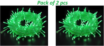 Yathart 40 LEDs 15 m Green Steady Bell Rice Lights(Pack of 2)