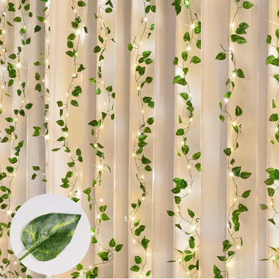 Weargin 100 LEDs 10 m Yellow Steady Leaf Rice Lights(Pack of 1)
