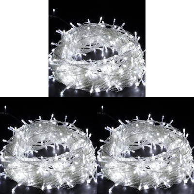 Zebrilla 40 LEDs 15 m White Steady, Flickering String Rice Lights(Pack of 3)