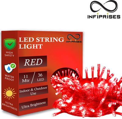 Infiprises 36 LEDs 11 m Red Steady String Rice Lights(Pack of 1)