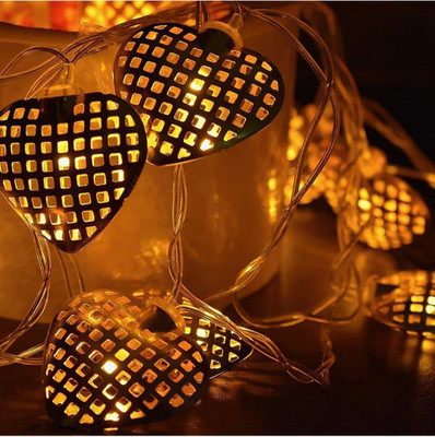 Ravso 14 LEDs 4 m Gold Steady Heart Rice Lights(Pack of 1)