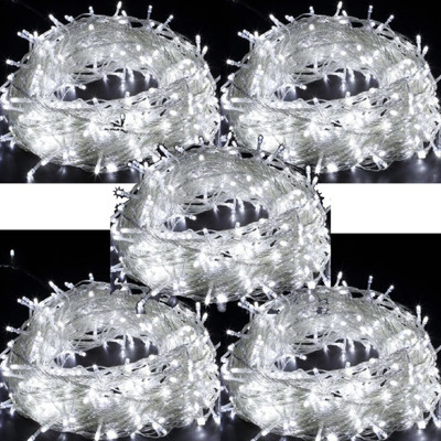 Zebrilla 40 LEDs 15 m White Steady, Flickering String Rice Lights(Pack of 5)