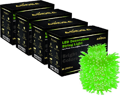 ASIDEA 36 LEDs 15 m Green Steady Bulb Rice Lights(Pack of 4)
