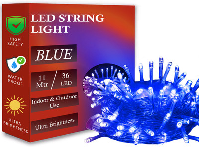 Zizatrendz 36 LEDs 11 m Blue Steady String Rice Lights(Pack of 1)