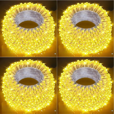 Zebrilla 40 LEDs 15 m Yellow Steady, Flickering String Rice Lights(Pack of 4)
