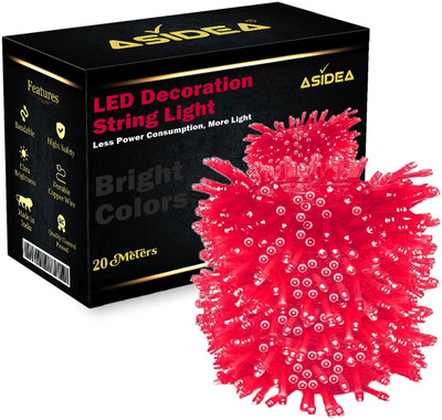 ASIDEA 58 LEDs 20 m Red Steady Bulb Rice Lights(Pack of 1)
