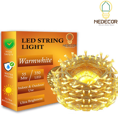 Medecor 420 LEDs 60 m Yellow Steady String Rice Lights(Pack of 1)