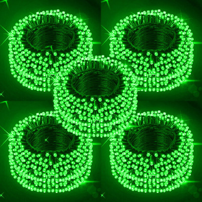 Zebrilla 40 LEDs 15 m Green Steady, Flickering String Rice Lights(Pack of 5)