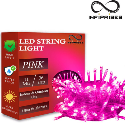 Infiprises 36 LEDs 11 m Pink Steady String Rice Lights(Pack of 1)