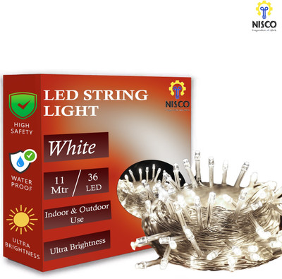 NISCO 36 LEDs 11 m White Steady String Rice Lights(Pack of 1)