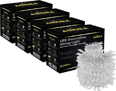 ASIDEA 58 LEDs 20 m White Steady Bulb Rice Lights(Pack of 4)