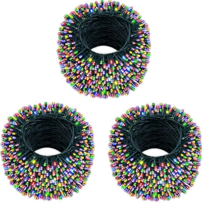 Zebrilla 40 LEDs 15 m Multicolor Steady, Flickering String Rice Lights(Pack of 3)