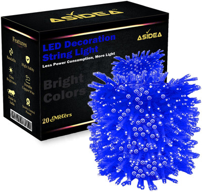 ASIDEA 58 LEDs 20 m Blue Steady Bulb Rice Lights(Pack of 1)