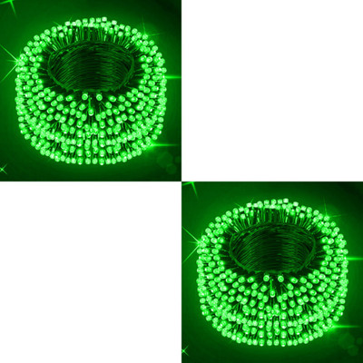Zebrilla 40 LEDs 15 m Green Steady, Flickering String Rice Lights(Pack of 2)