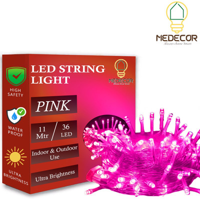 Medecor 36 LEDs 11 m Pink Steady String Rice Lights(Pack of 1)