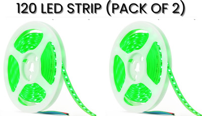 spark world 120 LEDs 5 m Green Steady Strip Rice Lights(Pack of 2)