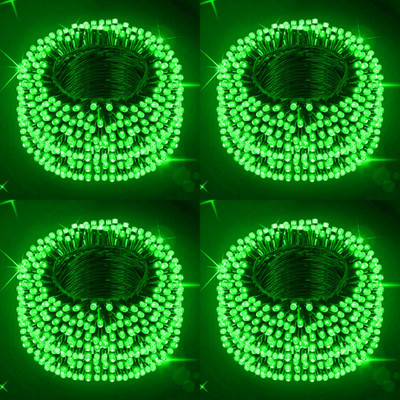 Zebrilla 40 LEDs 15 m Green Steady, Flickering String Rice Lights(Pack of 4)