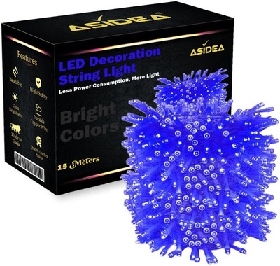 ASIDEA 36 LEDs 15 m Blue Steady Bulb Rice Lights(Pack of 1)