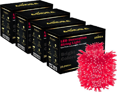 ASIDEA 58 LEDs 20 m Red Steady Bulb Rice Lights(Pack of 4)