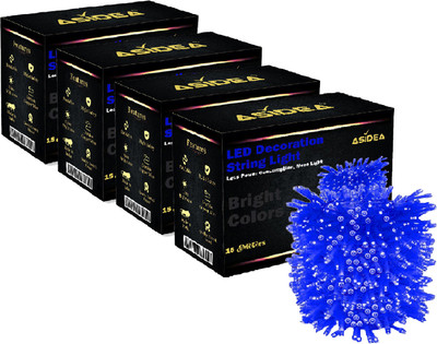 ASIDEA 36 LEDs 15 m Blue Steady Bulb Rice Lights(Pack of 4)