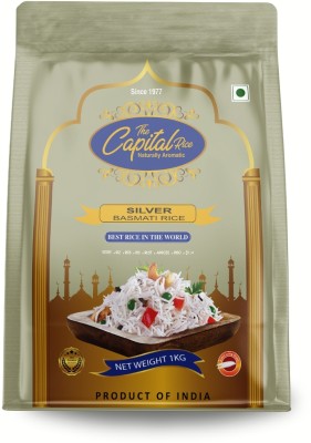 The Capital Rice Naturally Aromatic Silver  Basmati Rice, 1kg - Long Grain, Premium Quality Basmati Rice (Long Grain, Steam)(1 kg)