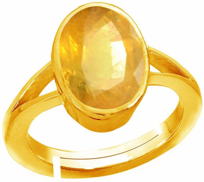 Jewelswonder Yellow SapphireStone (Pukhraj) Panchdhatu Alloy Sapphire Gold Plated Ring Stone Sapphire Gold Plated Ring