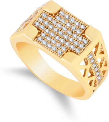 mahi creation Stainless Steel, Copper Cubic Zirconia Gold Plated Ring