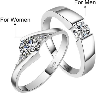 house of common Adjustable Silver Plated Couple Rings for lover’s valentine gift & New Year Gift Alloy Ring Set