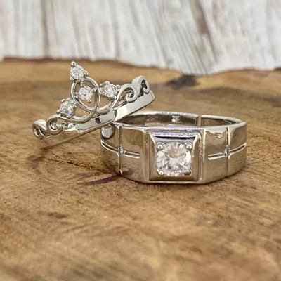 MA Enterprises Stainless Steel Cubic Zirconia Ring Set