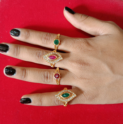 RDTSTORE Women Diamond Ring Copper Ring Set