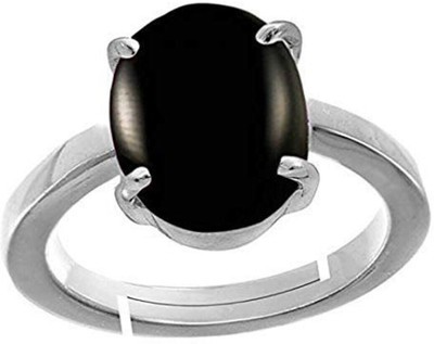 GenZcomplex Black Hakik/Agane Ring Natural Stone Hakik Silver Plated Ring Alloy Agate Silver Plated Ring