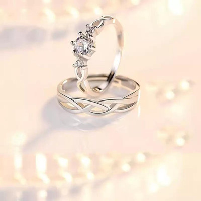 MA Enterprises Metal Cubic Zirconia Silver Plated Ring Set