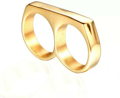 Dee Gee's mart Golden Double Finger Ring Pack of 1 Stainless Steel Ring