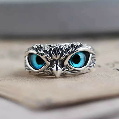 MA Enterprises OWL RING Stainless Steel Platinum, Silver Plated Ring