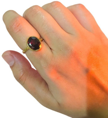 GenZcomplex Effective & Good Quality Garnet/Gomed ADJUSTABLE Ring For Men & Women Brass Garnet Gold Plated Ring