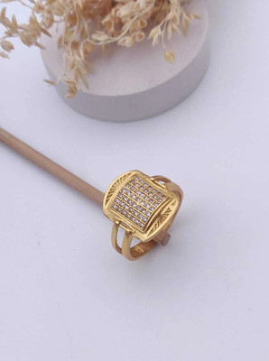 mahi creation Gold Plated Diamond Wedding,Partywear ring-40 Brass, Copper Diamond Gold Plated Ring