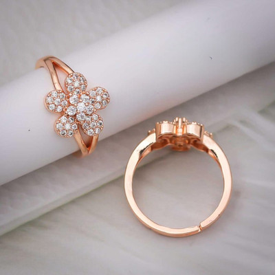 DIADRIM Elegant Rose Gold Plated Finger Ring for Women & Girls Stainless Steel Gold Plated Ring