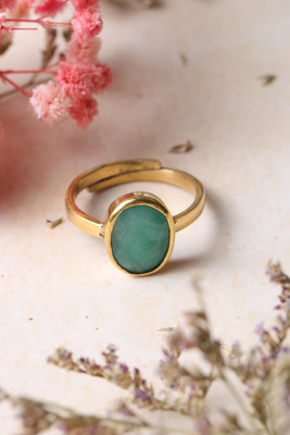 GenZcomplex Certified Real Emerald / Panna 7.25 ratti Ring in ashtadhatu metal Alloy Emerald Gold Plated Ring