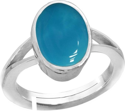 Aanya Jewels Turquoise Stone Silver Plated Adjustable Ring for Men Women Stone Turquoise Ring