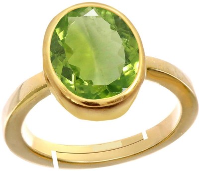 Aanya Jewels 6.50 Carat AA+ Natural Green Peridot Gemstone panchdhatu Adjustable Ring Brass Garnet Gold Plated Ring