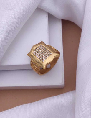 mahi creation Brass, Copper Diamond Gold Plated Ring