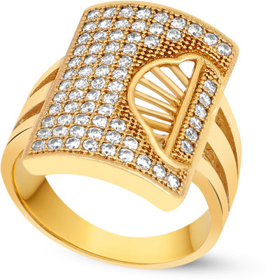 mahi creation Brass Cubic Zirconia Gold Plated Ring