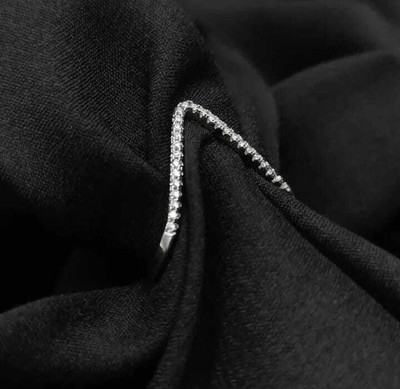 KRISHMAYATOZ silver v ring Stainless Steel Zircon Silver Plated Ring