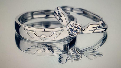 ruby collection couple ring Alloy Zircon Sterling Silver Plated Ring Set
