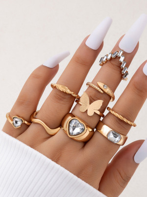 Scintillare by Sukkhi Scintillare by Sukkhi Modern Gold Plated Adjustable Finger Ring Combo for Women Alloy Gold Plated Ring
