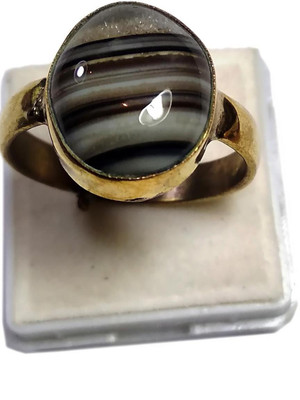 GenZcomplex Natural Sulemani Ring 9.25-10.25 Ratti Certified Agate Ring Sulemani Hakik Ring Alloy Agate Gold Plated Ring